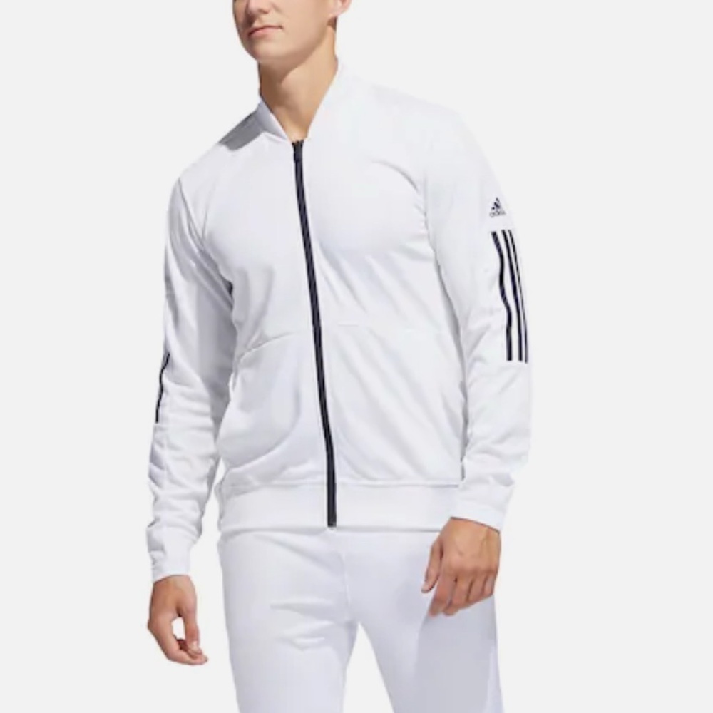 Adidas Men’s Snap Jacket White Full Zip Size M